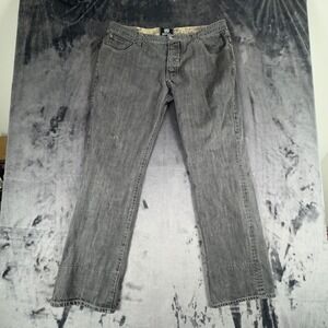 Born Fly Jeans Mens 40 Grey Straight Leg Button Fly Camo Waistband 4665